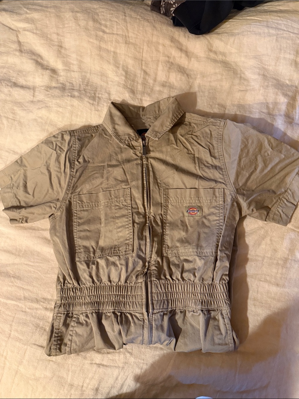 Dickies Olive-Tan Short Sleeve Zip Utility Shirt